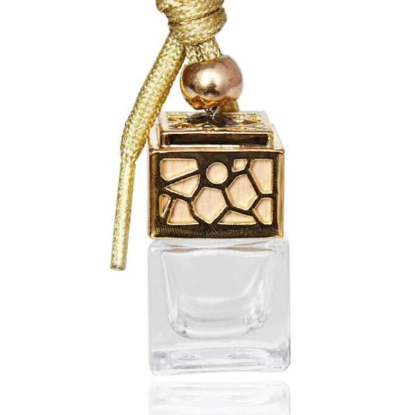 Perfume Bottle Cube Perfume Empty Glass Bottles Car Hanging Air Freshener Ornament 5ML Fragrance Empty Glass Bottles 4colors GGA1818