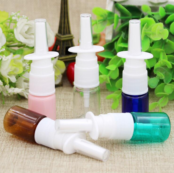 Free Shipping 10pcs 5ml colorful PET Empty Fine Nasal Spray Mist Plastic Bottle, Cosmetic Nose Spray Bottle