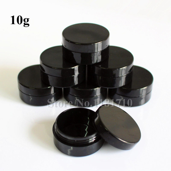wholesale 500pcs 10g black plastic jars small round cream jars 10ml cosmetic bottle make up jar free shipping