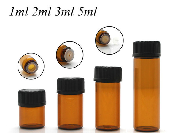 High Quality 5ml Drams Amber Glass Bottle With Plastic Lid Insert Essential Oil Glass Vials Perfume Sample Test Bottle