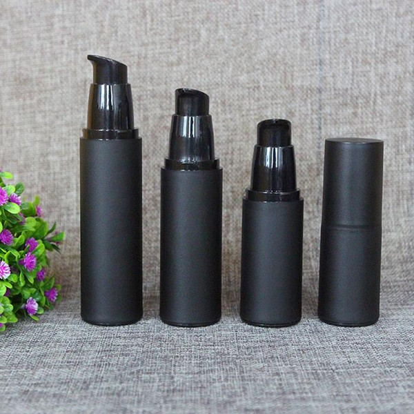 20ml 30ml 40ml 50ml Empty all black frosted airless lotion pump bottle PP airless pump black Cosmetic airless refillable bottle