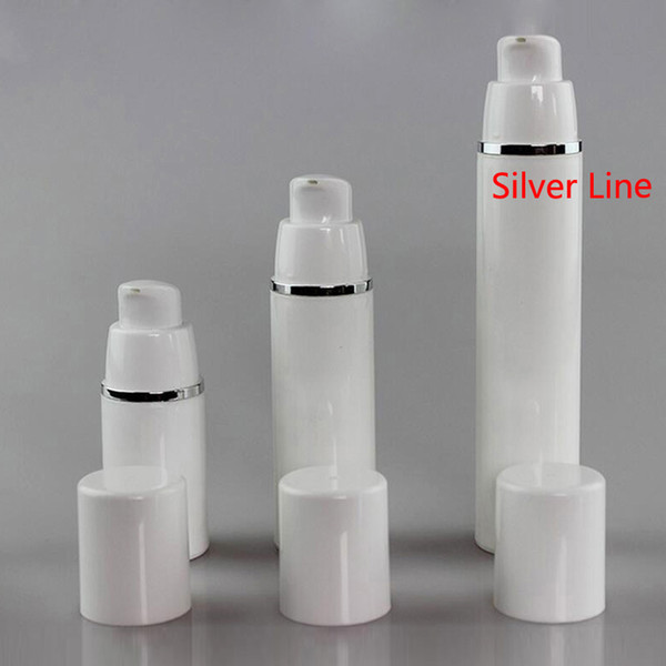 15/30/50ml Empty Airless Bottles Silver/Gold/Dark purple Line Plastic Treatment Pump Travel Cosmetic Lotion Bottle 10pcs/lot