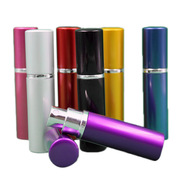 perfume bottle 5ml Aluminium Anodized Compact Perfume Aftershave Atomiser Atomizer fragrance glass scent-bottle Mixed color