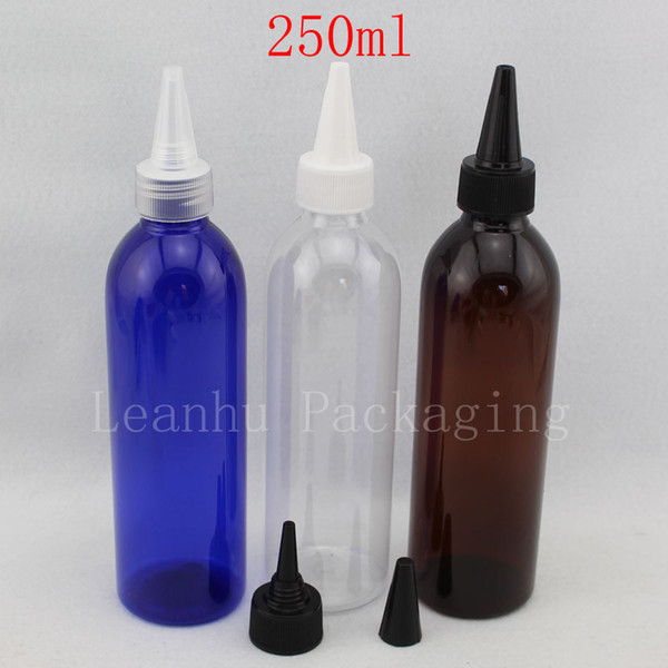 250ml X 26 empty water lotion plastic bottles with twist top cap,E liquid packaging containers, glue container with pointed top