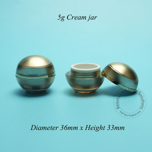 20pcs/Lot Promotion 5g Plastic Acrylic Cream Jar Bottle Mini Cosmetic 5ml Container Small Packaging Gold Plate Refillable Vial