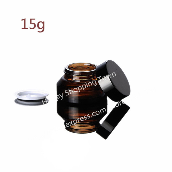 Free Shipping 200pcs 15g amber glass jars, High quality 15ml cream jars, skin care cream bottles, dark glass cosmetic containers
