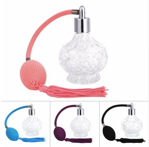 80Ml Fashion Lady Vintage Perfume Bottle Long Spray Atomizer Refillable Glass Bottles New Black, Purple Red, Blue