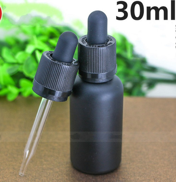 Brand new 30 ml with dropper essential oil bottle glass eye dropper bottle 30ml frosted black glass bottle LLFA