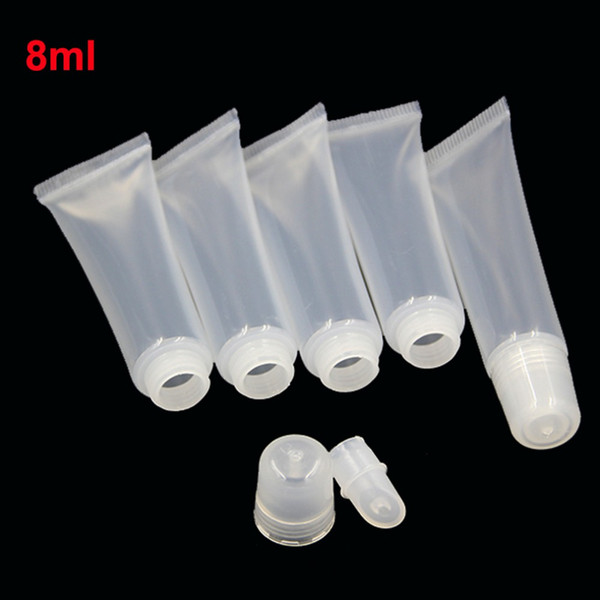 20pcs/lot 8ml Plastic Clear Contenitori Cosmetici DIY Lip Gloss Soft Tube Container Empty Packaging LG8