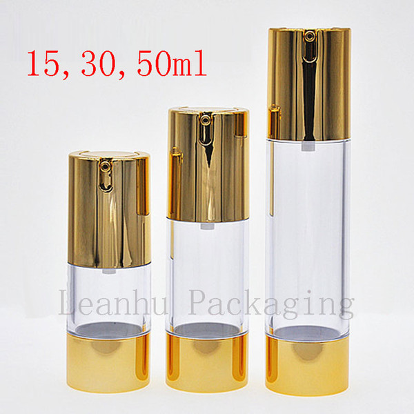 Gold makeup setting spray airless lotion cream pump bottle, travel size luxury lotion dispenser pump airless pump container jar