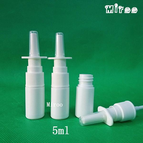 Hotsale 100 sets 5ml Empty White HDPE Nasal Spray Bottle with 18/410 Nasal Mist Spray Pump
