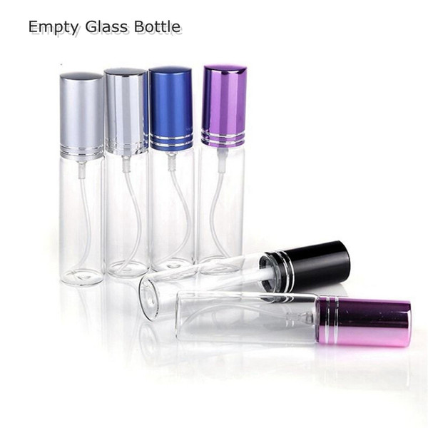 100pcs MINI 5ML/10ml metal Empty Glass Perfume Refillable Bottle Spray Perfume Atomizers Bottles DHL/EMS/Fedex Free Shipping 10 colors