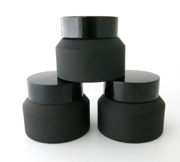 New Design 200 x 15G 30G 50G Frost Glass Cream Jar With Black Lids white Seal Container Cosmetic Packaging, 15G Glass Cream Pot