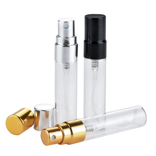 200pcs 5ml Portable Refillable Perfume Bottle Transparent Glass Essential Oil Travel Spray Bottle Empty Perfume Bottles Free Shipping