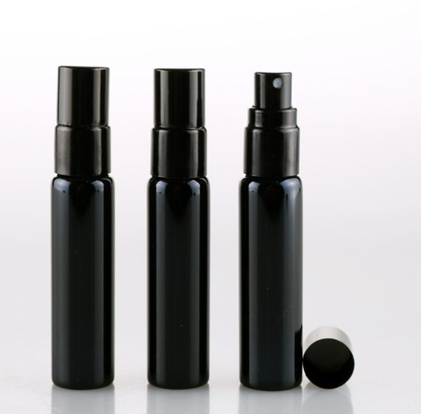 10ML Portable Black UV Glass Refillable Perfume Bottle With Aluminum Atomizer Empty Perfume Case For Traveler