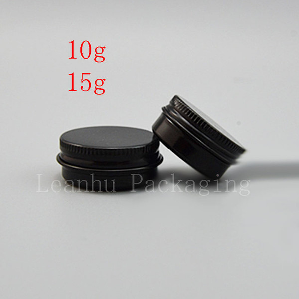 10g 15g Mini Black Aluminum Jar Cream Sample Tin Cosmetic Lip Balm Container Small Metal Pot ,Aluminum Bottles 100pc/lot