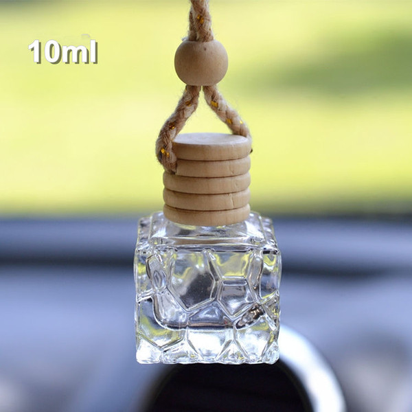 10ml Hanging Car Perfume Bottles Car Pendant Accessories Bottle Empty Square Glass Bottle Cosmetic Perfume Packaging Bottle Wholesale