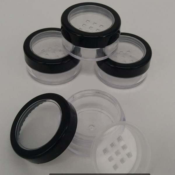 100pcs excellent Make Up Tools 5g Plastic Cosmetic Jar Empty Loose Powder jars With Sifter Free Shipping