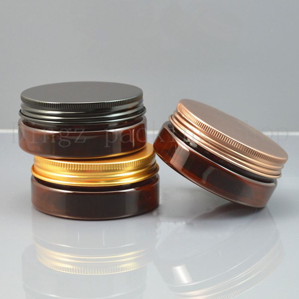 40Pcs 50g brown small round cream bottle jars pot container empty cosmetic plastic sample container for nail art storage
