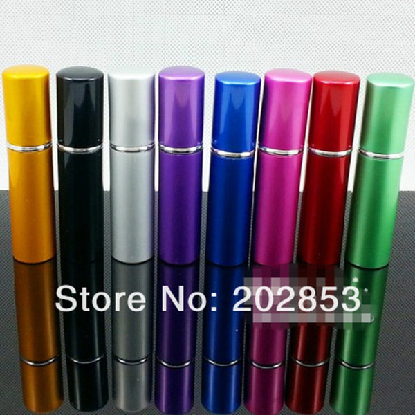 100pcs/Lot Hot pump empty perfume bottle 5ml Aluminum glass Anodized Compact parfum atomiser fragrance mini spray scent-bottle