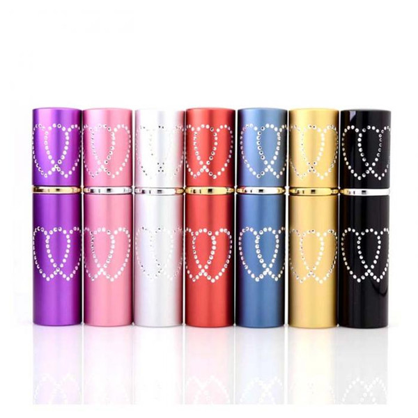 2019 10ml Girls Lovely Double Heart Pattern Empty Bottle Candy Color Aluminum Perfume Bottle Spray Atomizer Container Makeup Tools