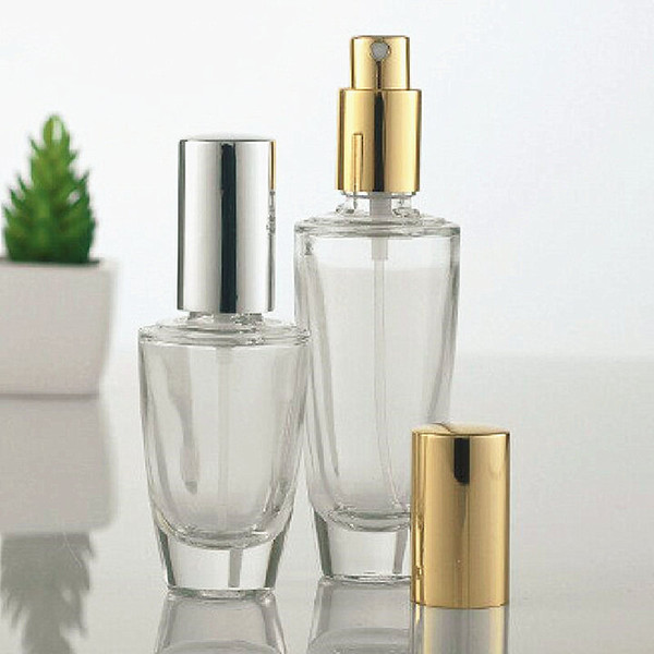 5PC/lot 30ml 50ml Black Glass Bottle With Gold Silver Pressure Pump Essence Emulsion Bottle Aluminum Spray Perfume Liquid Bottle