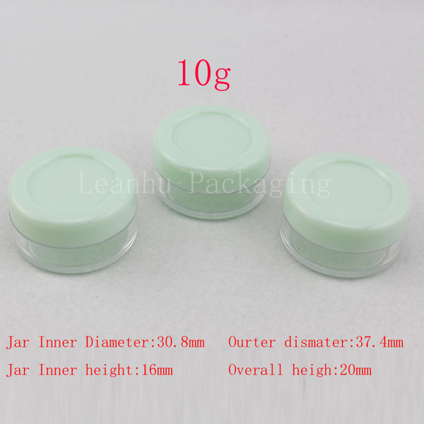 10g green small empty cosmetic packaging cream jar 10ml sample plastic bottles container , PS Mini cream container lip balm tin