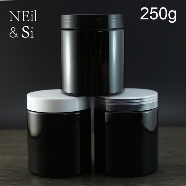 Black Plastic 250g Cosmetic Cream Bottle Refillable Body Lotion Jar Empty Facial Mask Storage Containers Light Avoid
