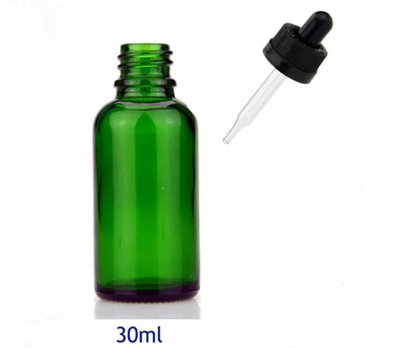 USA Market round 30ml green glass dropper bottles oil bottles 30 ml with childproof caps for cosmetic