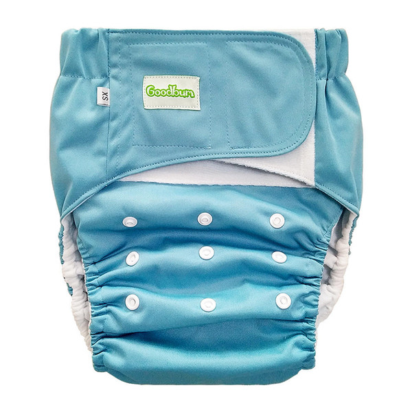 BLUE|Adult Cloth Diapers Reusable The Elderly Washable Diapers Breathable Incontinence Pants Pure Color The Adjustable Diapers