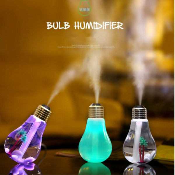 USB ultrasonic humidifier home office Mini aromatherapy colorful LED night light bulb aromatherapy atomizer creative bottle