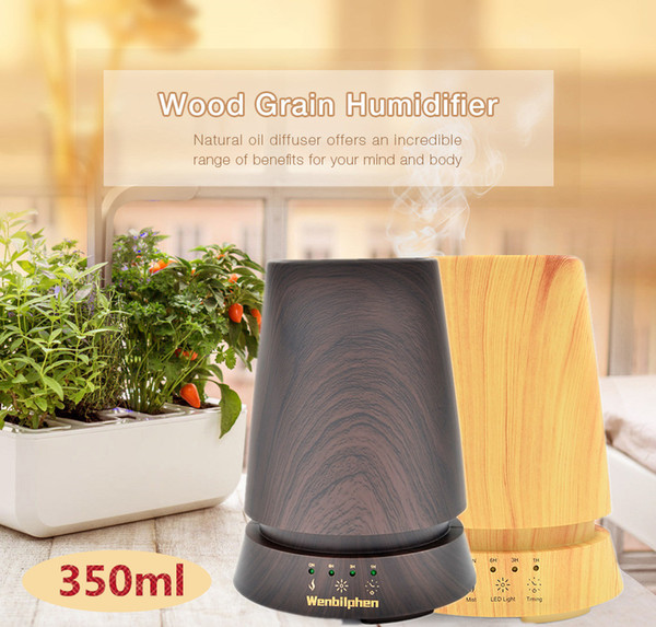 Brand New 350ml Columnar Wood Ultrasonic Air Humidifier Aroma Diffuser Essential Oil Aromatherapy Mist Maker 4 Time Mode Waterless Auto-Off