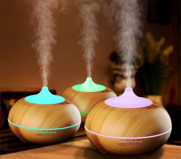 300ML Aroma Essential Oil Diffuser GX-12K Wood Grain Ultrasonic Cool Mist LED Light Humidifier for Office Home Room Study Yoga Spa