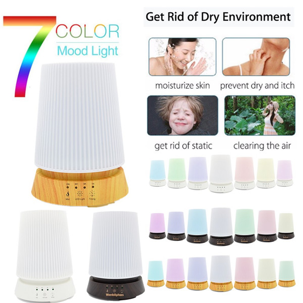 Multifunction 350ml Air Purifier Ultrasonic Aromatherapy Humidifier Essential Oil Diffuser 4 Timing Modes 7 LED Night Light