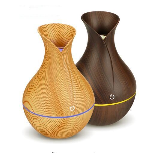 New electric humidifier aroma oil diffuser ultrasonic wood grain air humidifier USB mini mist maker LED light for home office