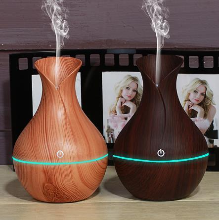 electric humidifier aroma oil diffuser ultrasonic wood air humidifier USB cool mini mist maker LED lights for home office