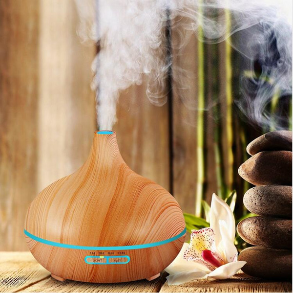 Air Humidifier Essential Oil Diffuser Aroma Lamp Aromatherapy Electric Aroma Diffuser Mist Maker for Home-Wood