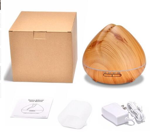 Hot 550ML Aromatherapy Essential Oil Aroma Diffuser With Wood Grain Aromatherapy Diffuser 7 Color LED Light For Home Air Humidifier