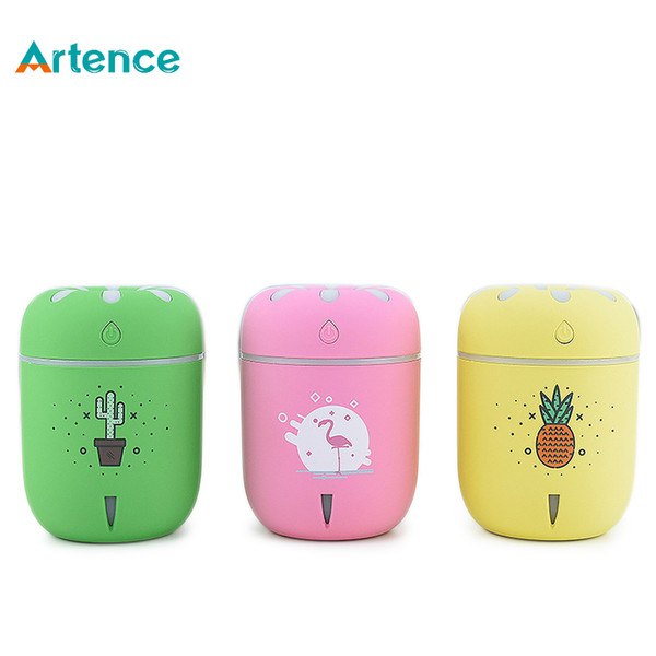 New Arrival Cartoon Ultrasonic Air Humidifier For Bedroom Office With 7 Colors Night Light 220ml Mini Mist Maker Aroma Diffuser