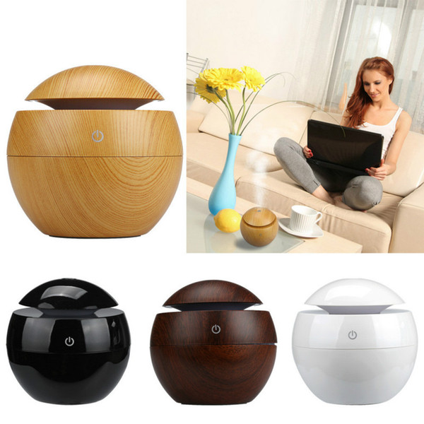 Wholesale Mini Wooden Aromatherapy Humidifier Aroma Diffuser Essential Oil Diffuser Air Purifier Color Changing LED Touch Switch