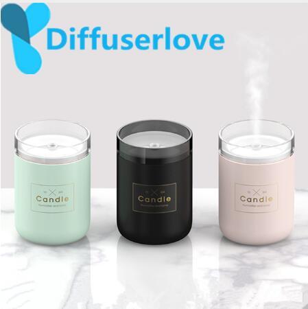 Diffuserlove 280ML Air Humidifier Candle Romantic Soft Light USB Essential Oil Diffuser USB Purifier Aroma Anion Mist Maker