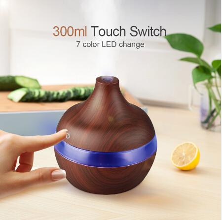 USB 300ml Aroma air Humidifier Aromatherapy Wood Grain 7 Color LED Lights Electric Aromatherapy Essential Oil Aroma Diffuser