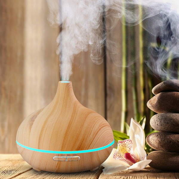 300ml Essential Oil Diffuser Wood Grain Ultrasonic Aroma Cool Mist Humidifier for Office Bedroom Baby Room Study Yoga Spa