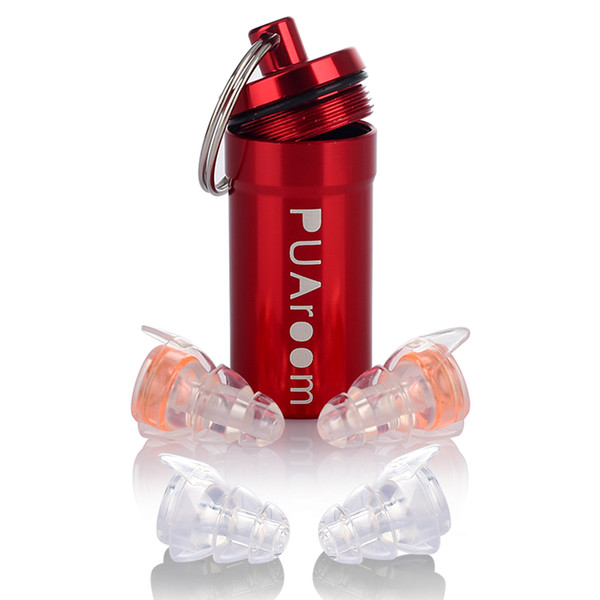 PUAroom Earplugs Reusable High Fidelity Ear Plugs with Carrying Aluminum Case Noise Filtering Hypoallergenic and Eco-Friendly Orange