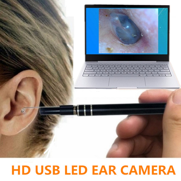 2in1 USB Earpick Mini Camera Endoscope Nose Ear Cleaning Tool HD Visual Ear Spoon & Smart Swab Easy Earwax Removal Soft Spiral Ear Cleaner