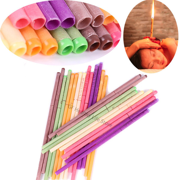Ear Candle With Plug Straight Style Cylinder Ear Piece Candling Pure Bee Wax Thermo Auricular Therapy Ear Care Conos