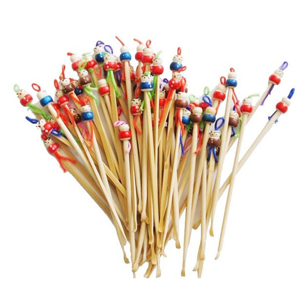 1000 pieces Cute Handmade Bamboo Oriental Doll Clean Ear Pick Wax Remover Pendant Key Chain Key Ring Random Color