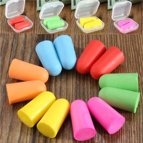 7 Colors Memory Sponge Ear Plugs Soft Sleep Work Travel Earplugs Noise Reducer bullet shape Foam Earplug Keeper Protector