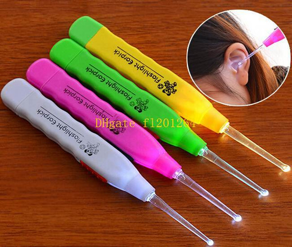 500pcs/lot Fast shipping Wholesale cheap illuminated Flashlight Earpick Cleaner Remover Cleanser Ear Pick LED Light