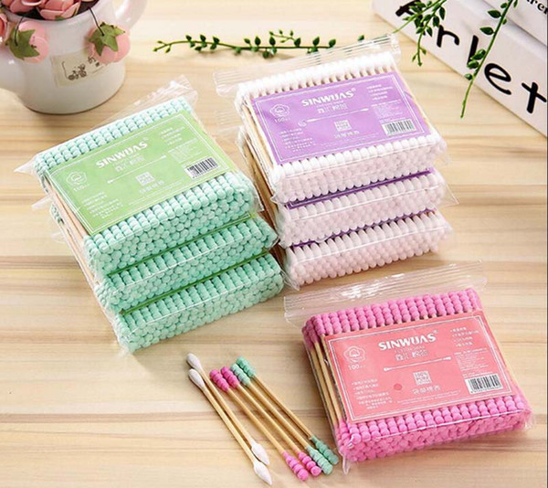 100 Pieces Of Color Double End Cotton Swab Cotton Swab Cotton Swab Makeup Remover